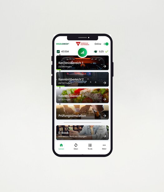 Smartphone mit VogelCheck für die Grundquali