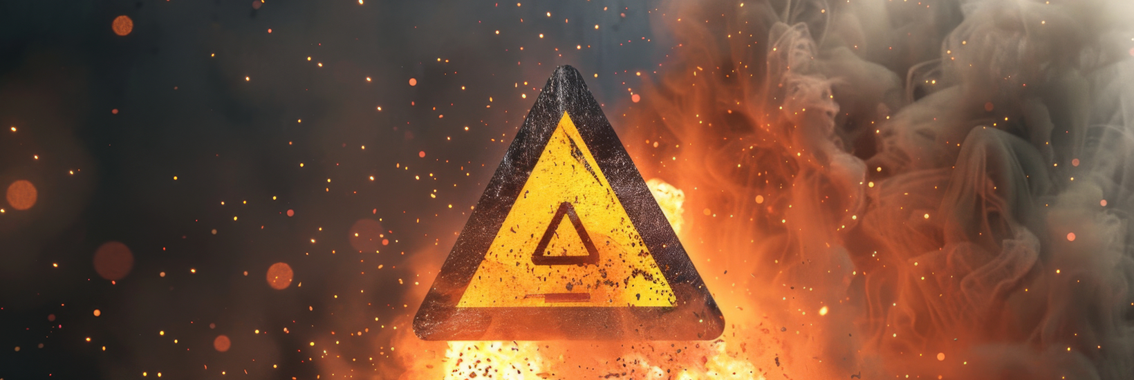 Warnzeichen mit Feuer und Rauch